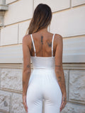Completo top e pantalone con strass bianco