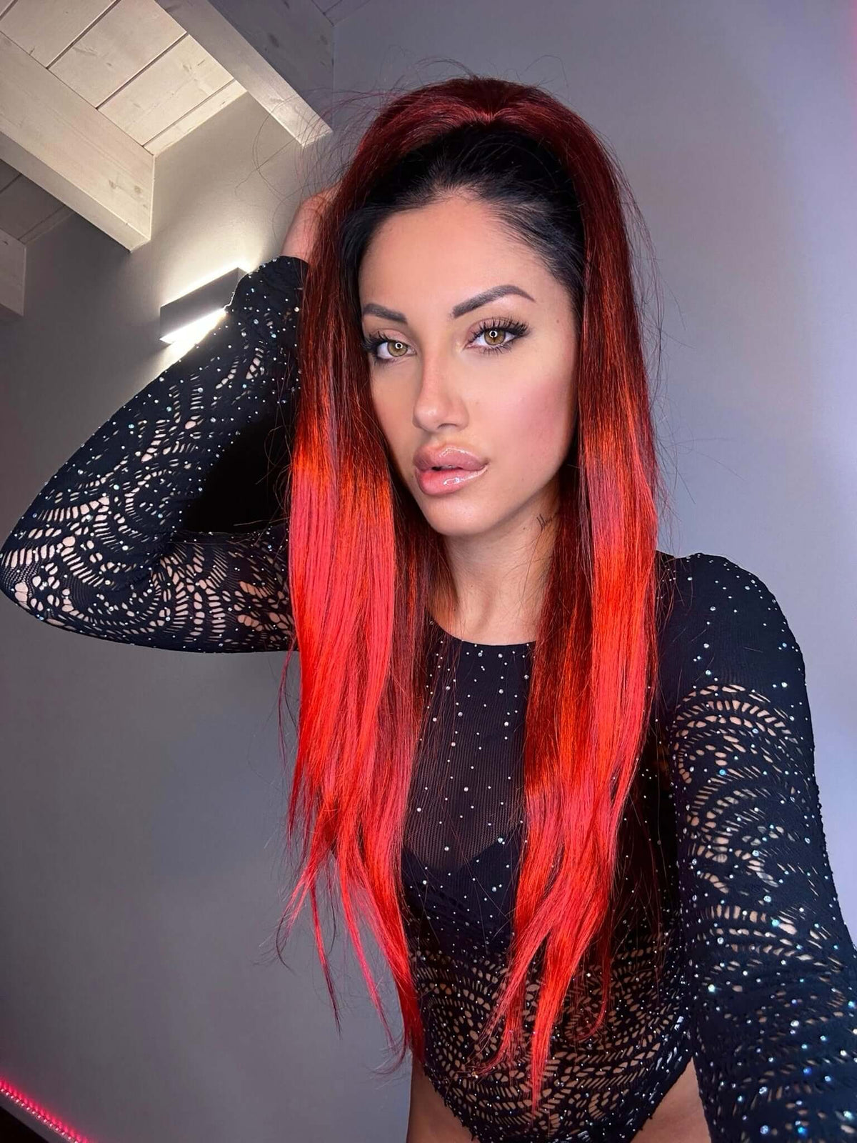 Coda liscia con Coulisse Rosso Degradè
