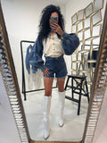 Maglioncino con dettaglio in denim