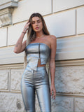 Completo top e pantalone argento
