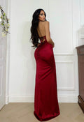 Abito a sirena con push up e incrocio Bordeaux