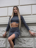 Completo due pezzi maglione e gonna grigio