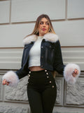 Giaccone in jeans con pelo