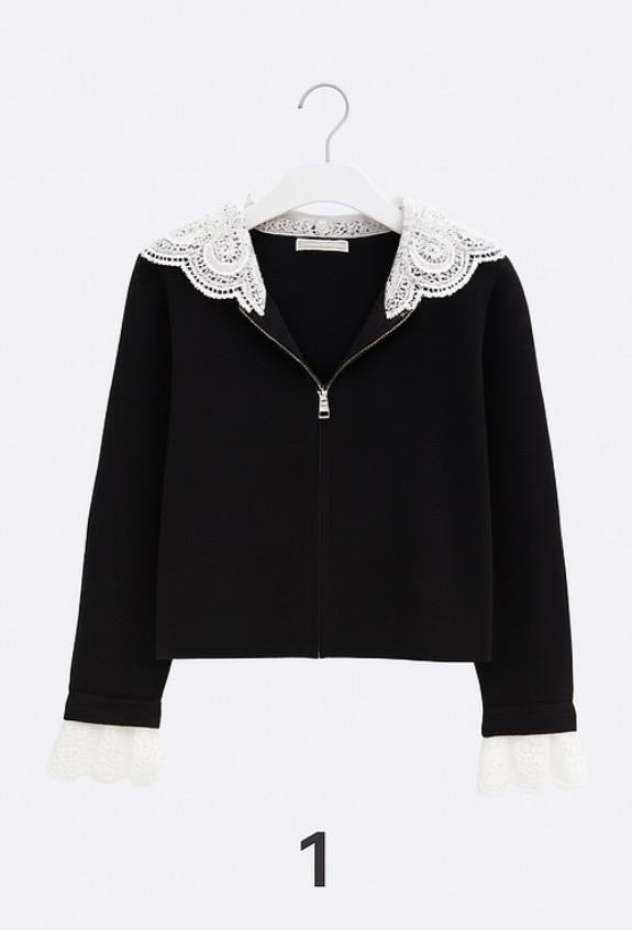 Felpa con pizzo bianco