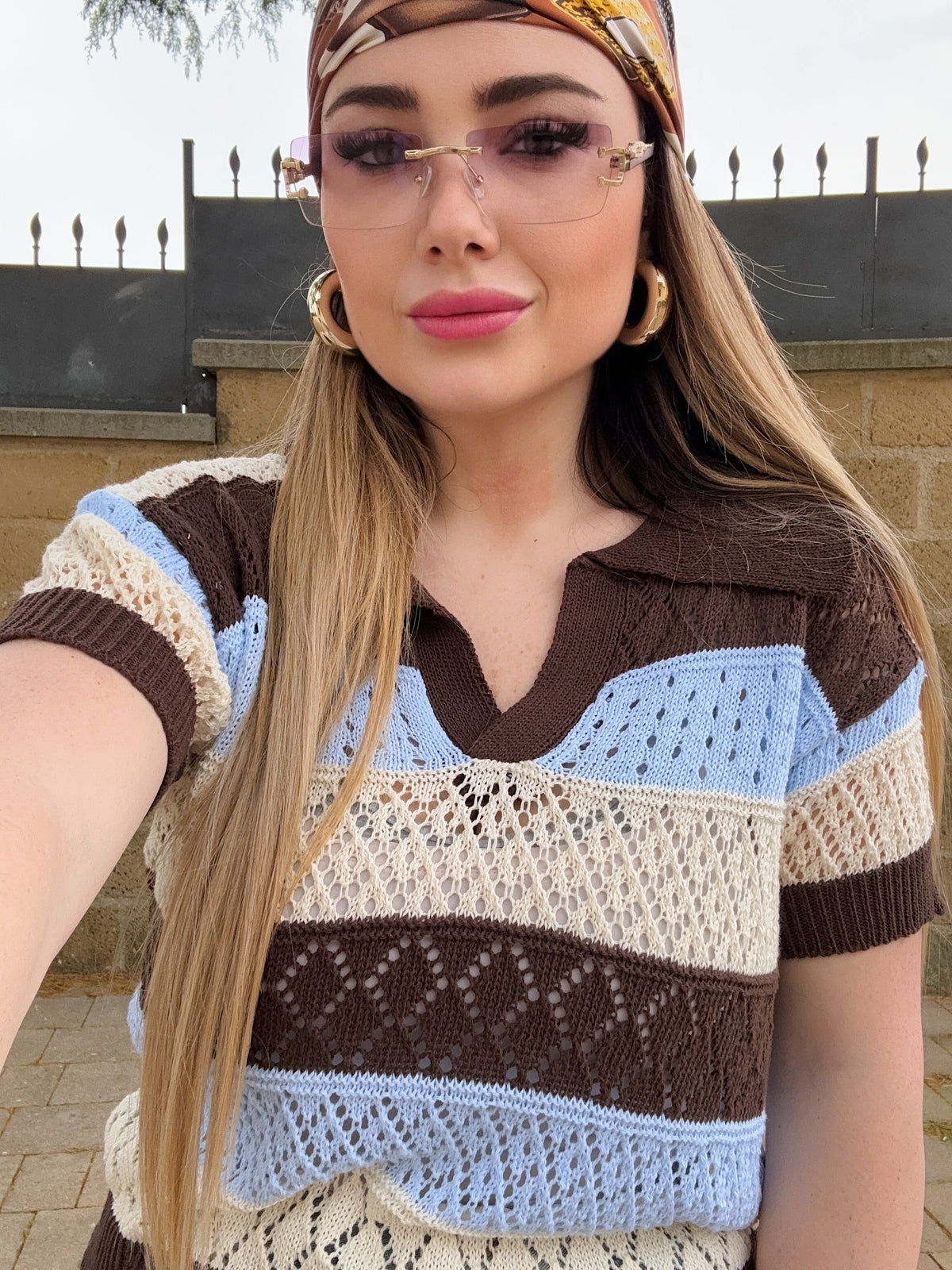 Maglia traforata Brown
