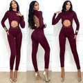Tuta in lycra bordeaux schiena aperta e catenina