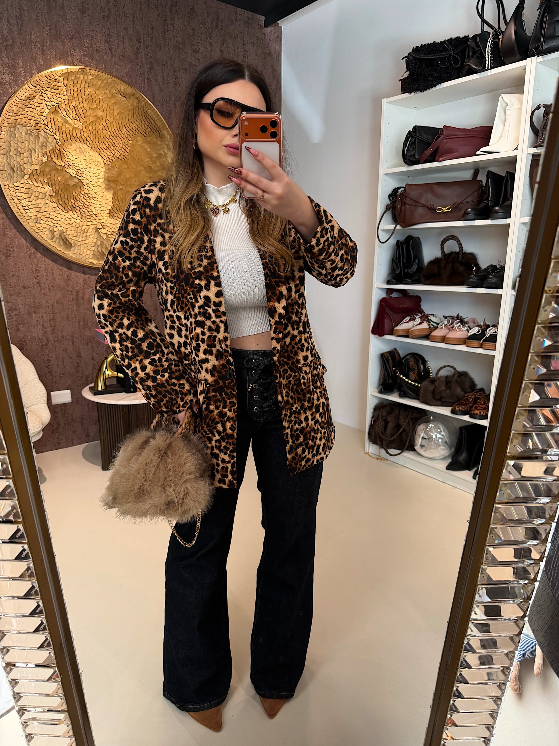 Giacca  animalier con fodera interna