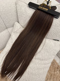 Extension 7 clip liscia castano con meches