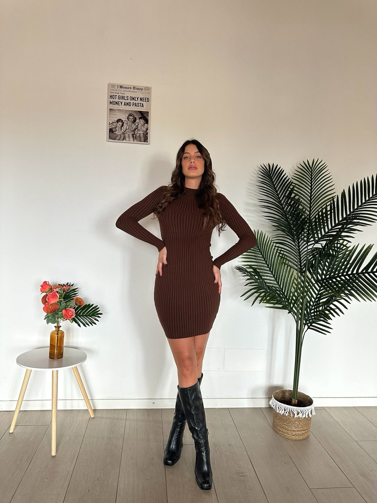 Abito in maglia choco a costine