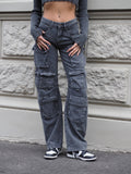 Cargo maxi con tasconi jeans grigio