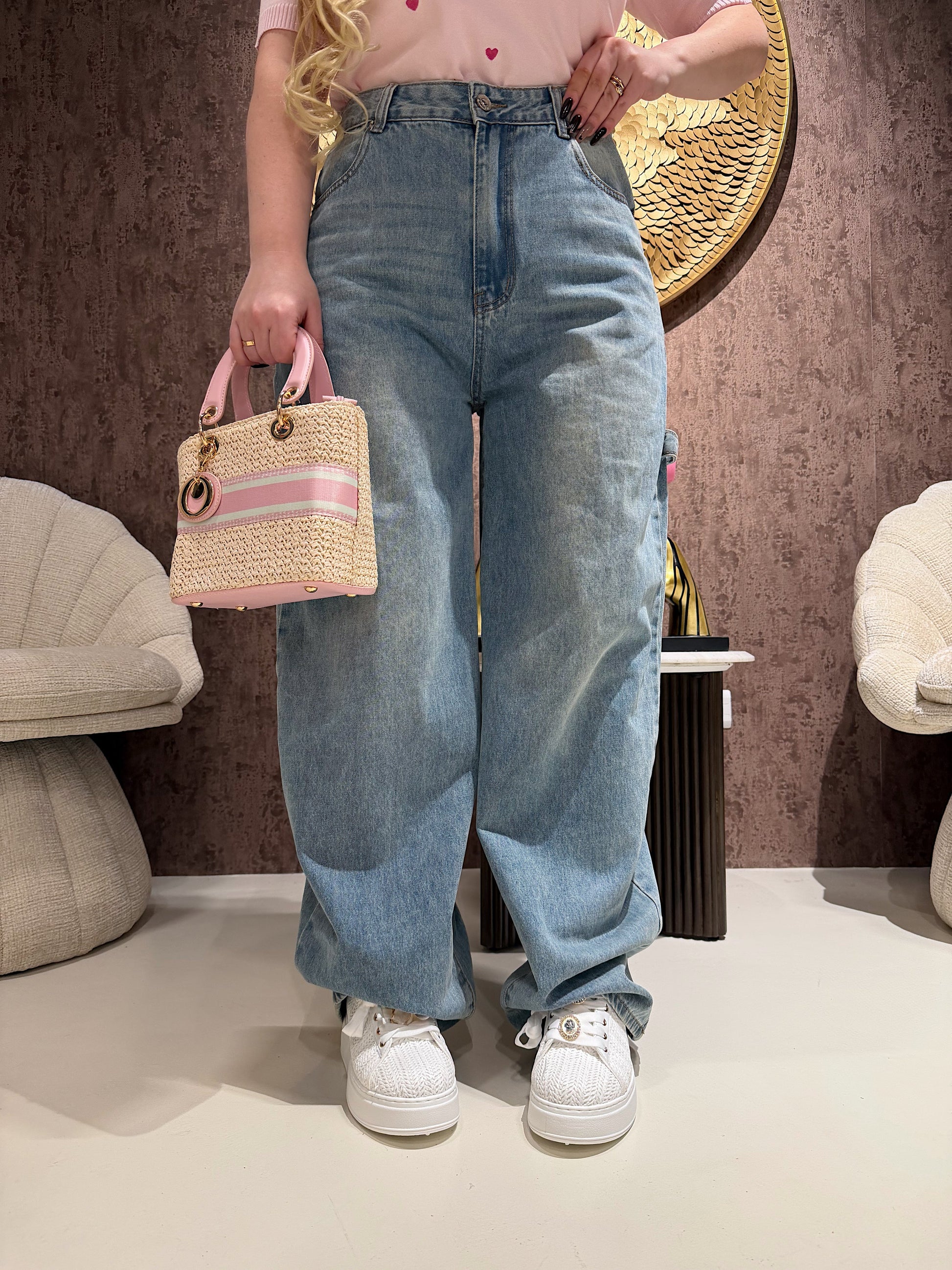 Jeans con tasca a cuore ballon
