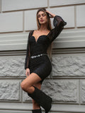 Stivale nero con strass