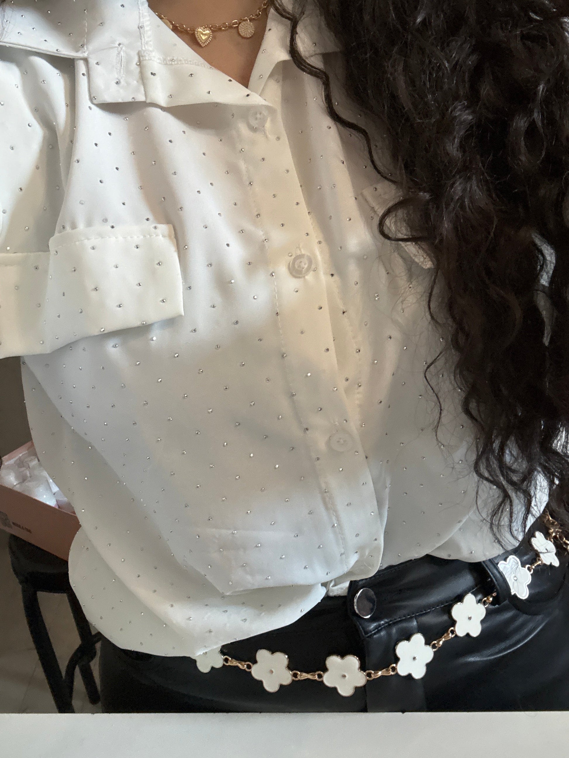 Camicia con strass bianca