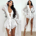 Abito in pizzo bianco con rouches