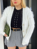 Cardigan super soft bianco con bottoni