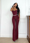 Tuta corsetto bordeaux lurex