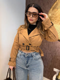Trench corto donna con cintura