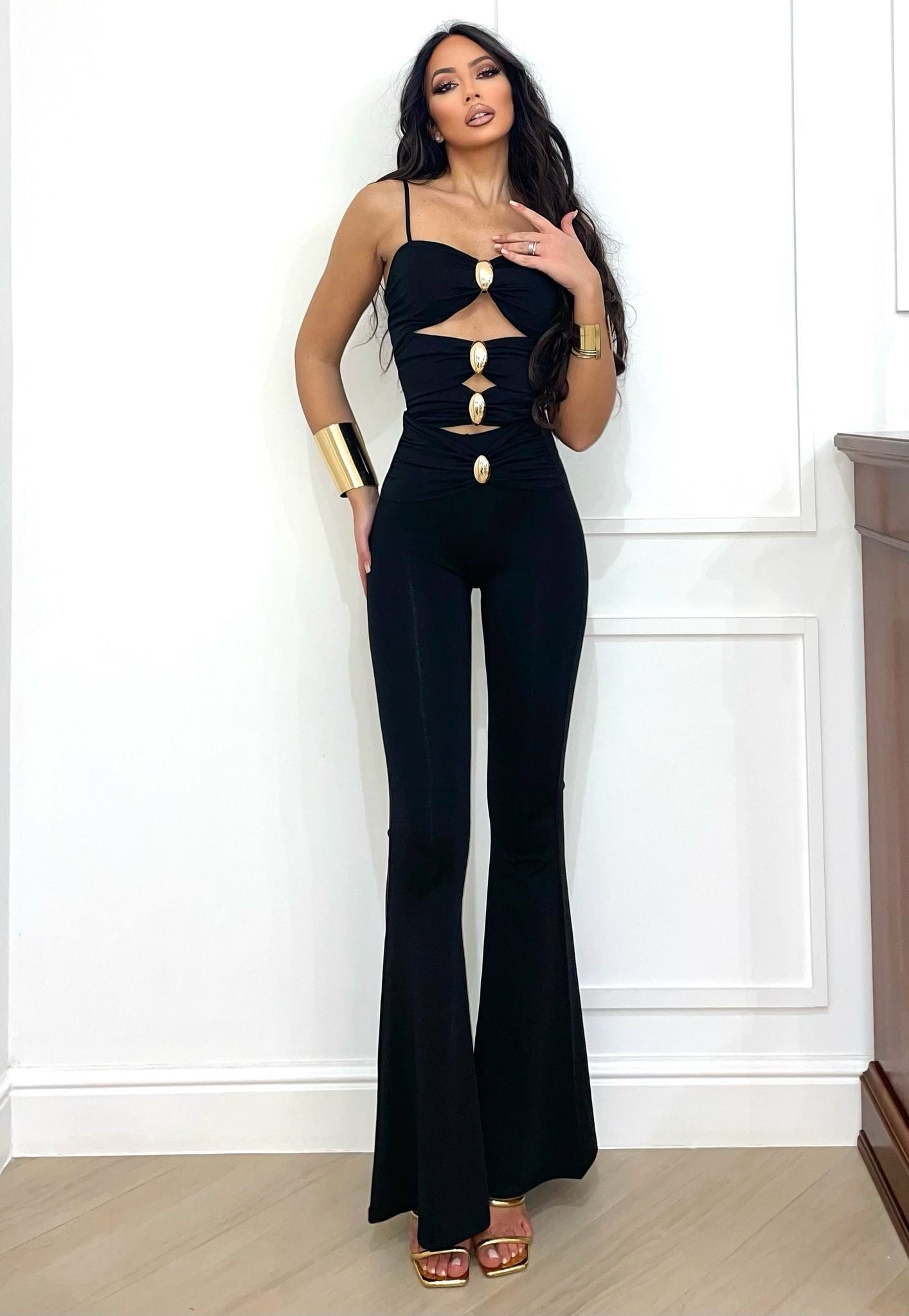 Body nero con gemme oro