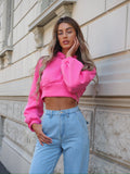 Felpa crop rosa barbie con lacci