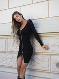 Abito double nero con strass
