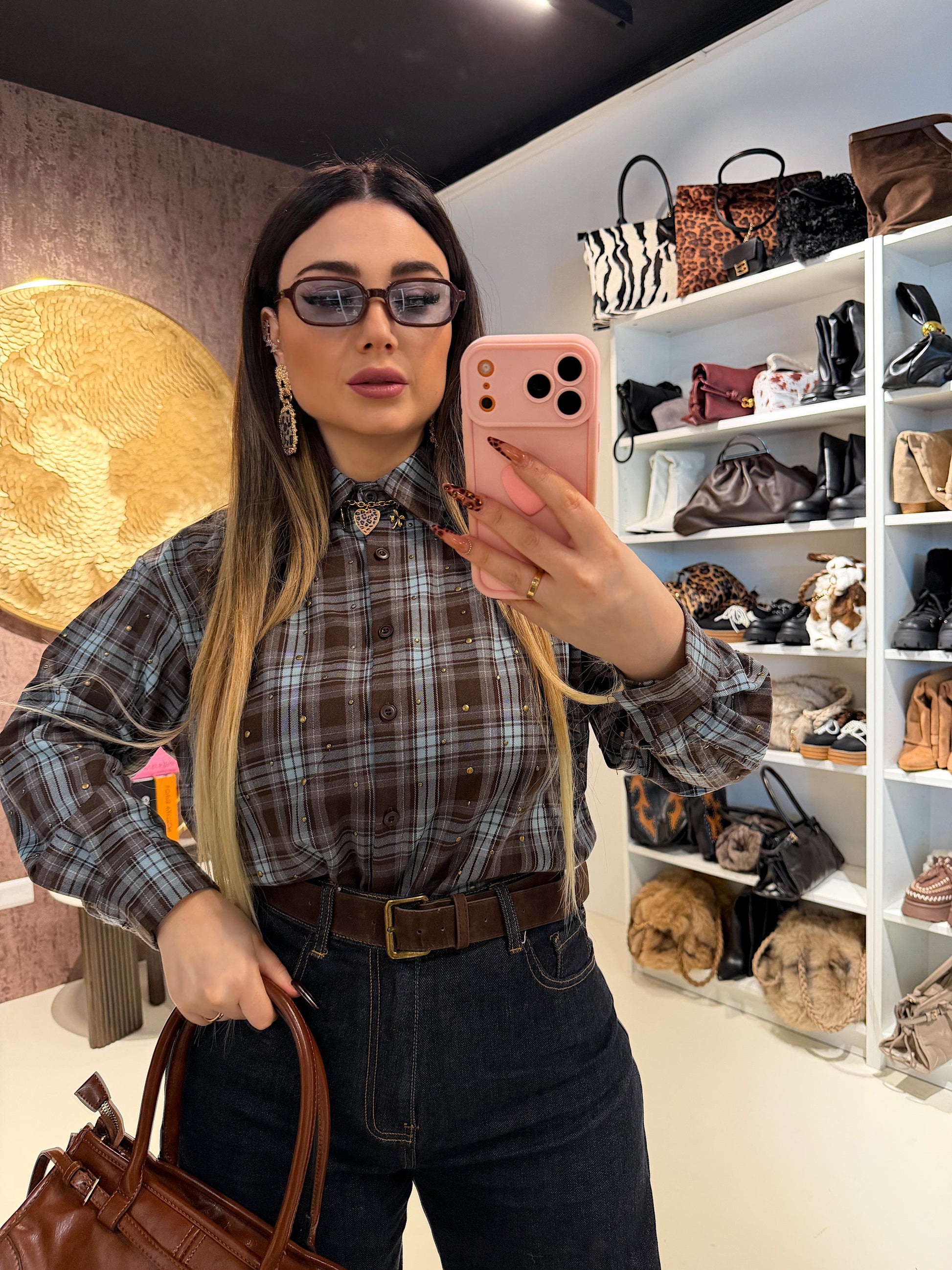 Maxi camicione con borchie