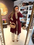 Cappotto con frange e fiocco 3 colori