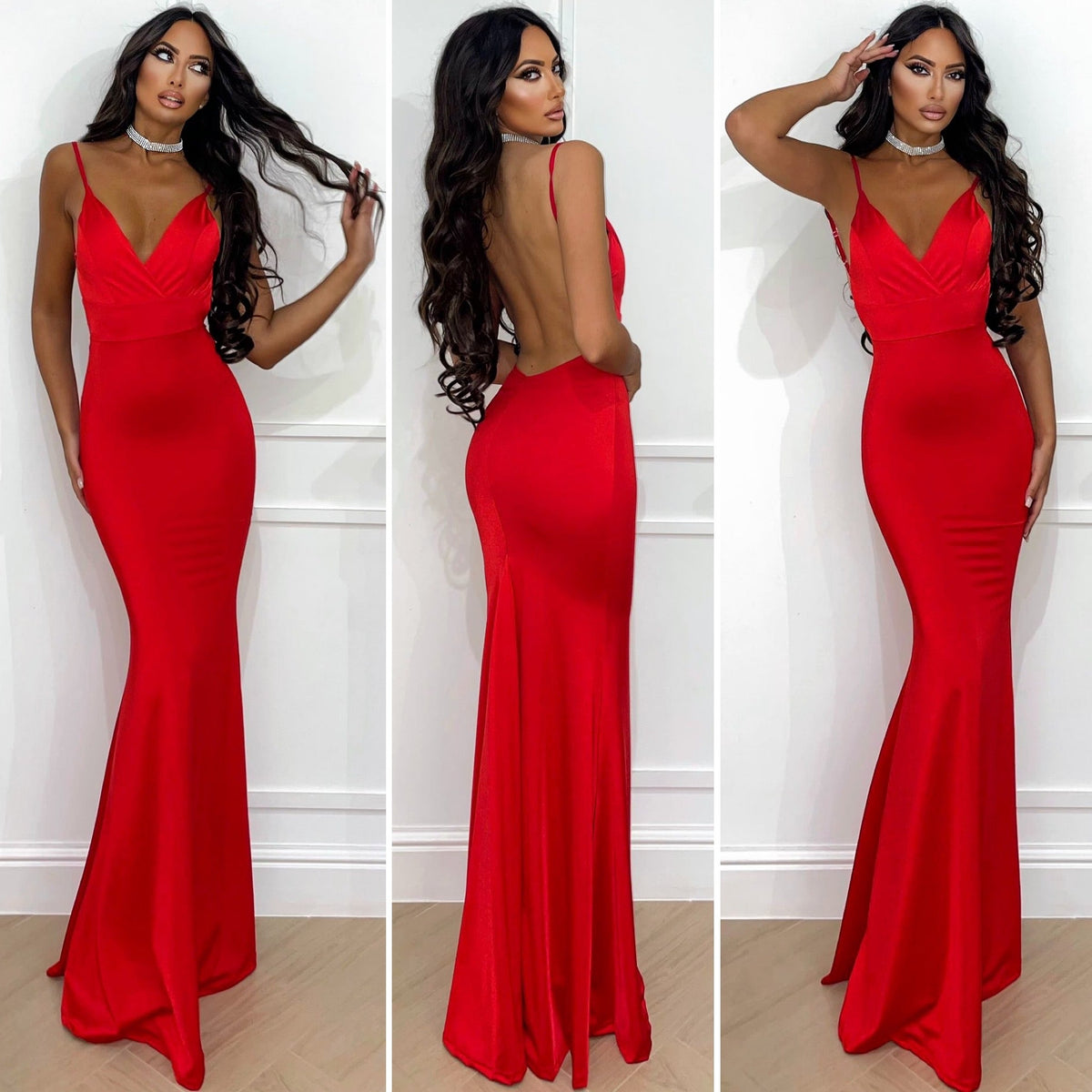Abito sirena bretellina rosso
