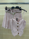 Completo top e short con cintura cipria