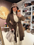 Cappotto con frange e fiocco 3 colori