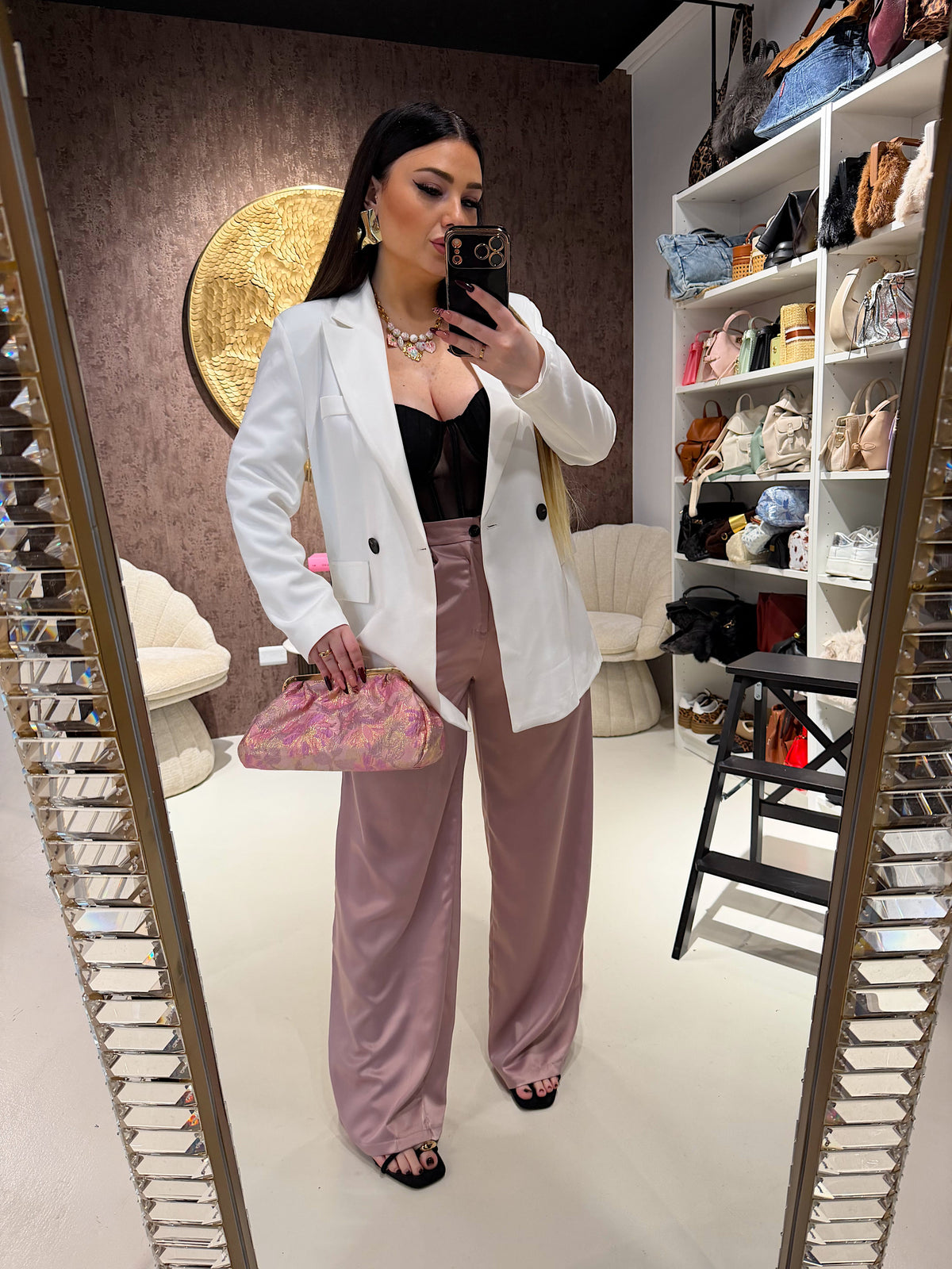 Pantalone satin con elastico