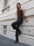Pantalone cargo ecopelle