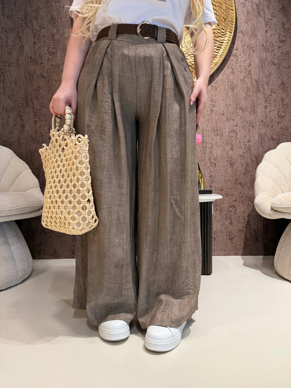 Completo camicia e pantalone stone con cintura
