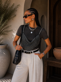T-Shirt Basic con Top in Strass Staccabile