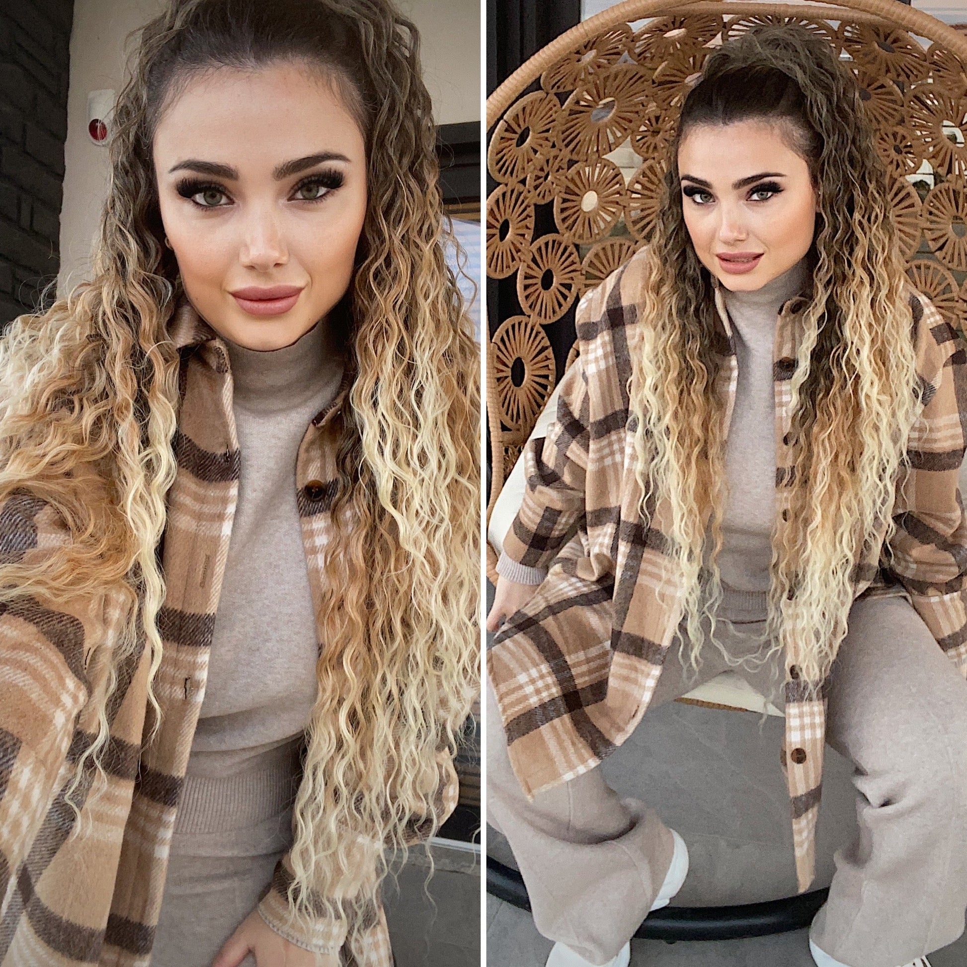 Giaccone in tweed Camel