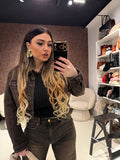 Completo Denim Dark Brown – Giacca Crop & Pantalone Flare