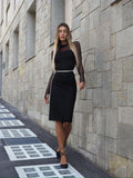 Abito midi in velo nero