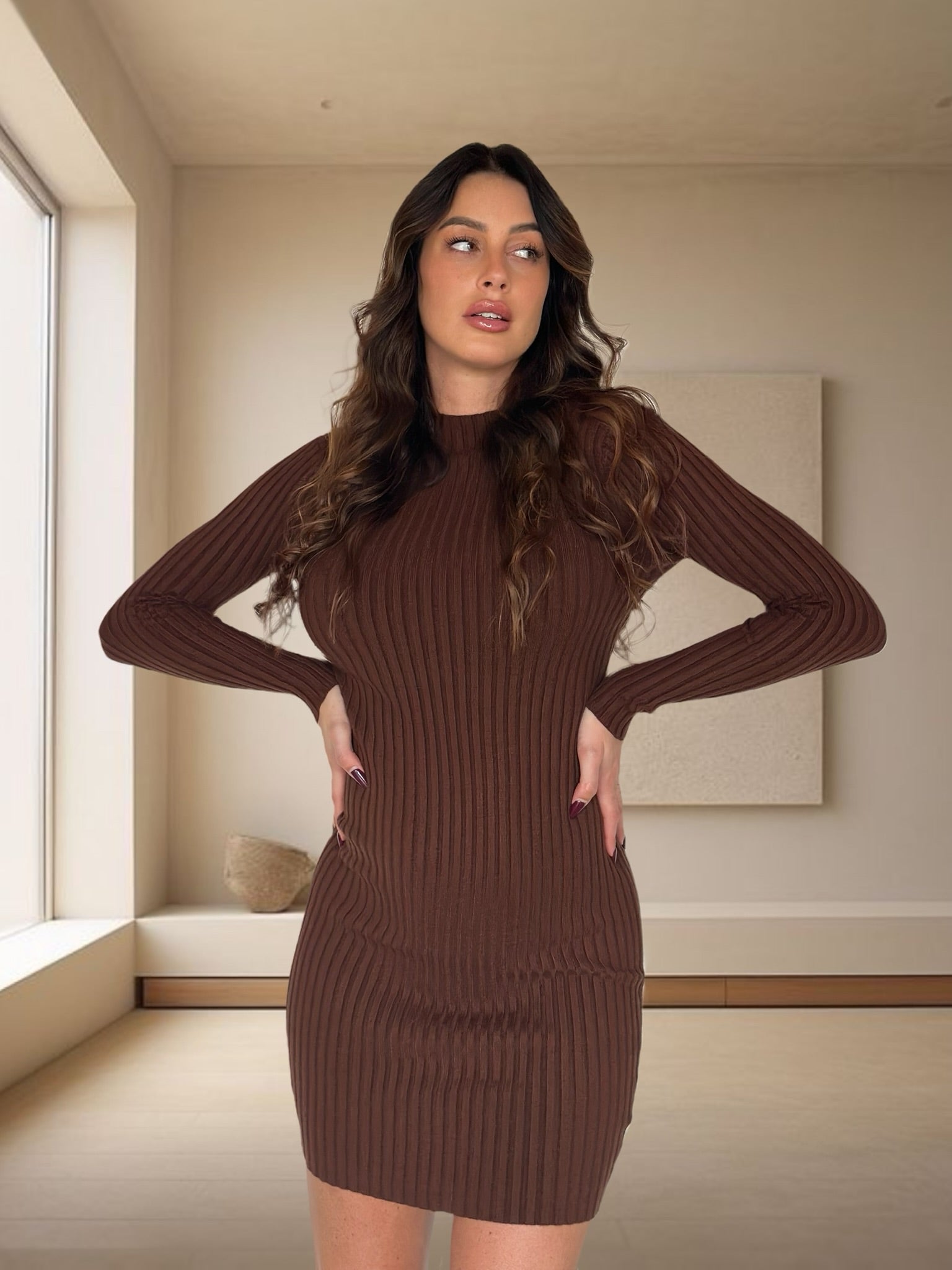 Abito in maglia choco a costine