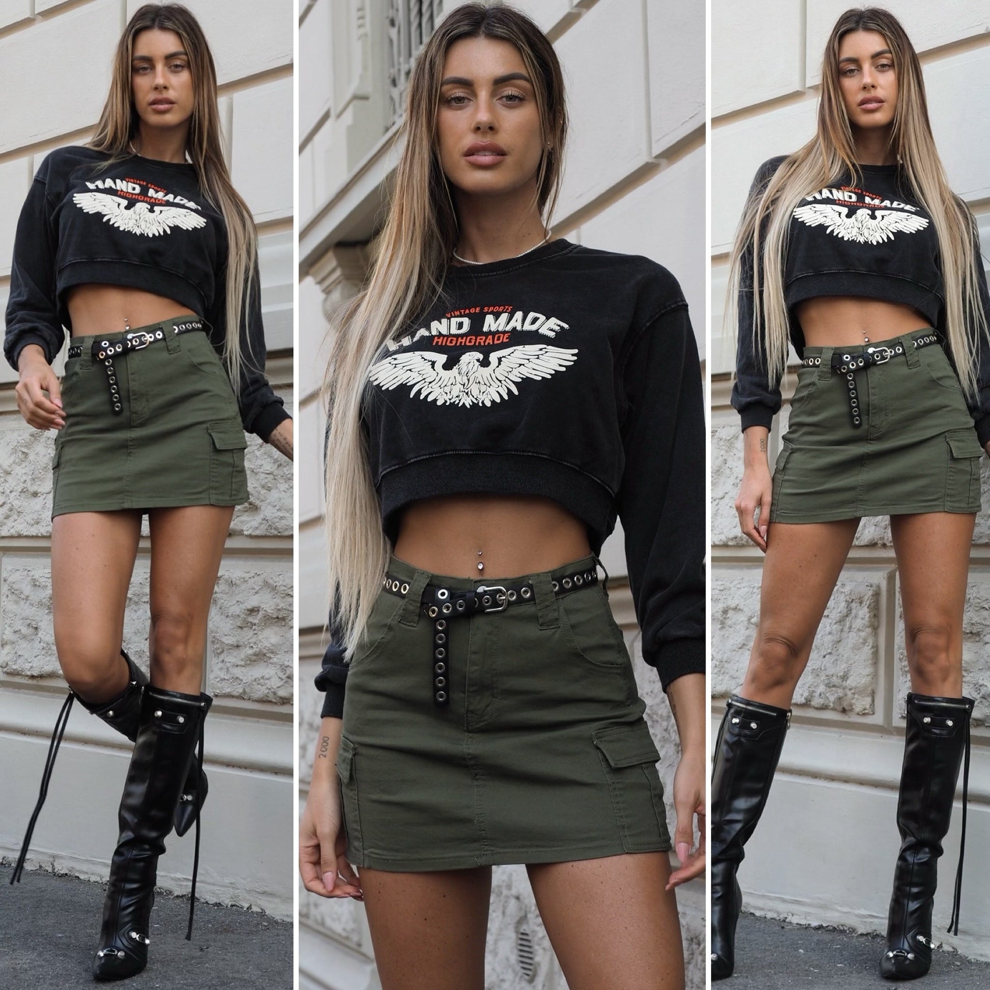 Gonna cargo verde militare