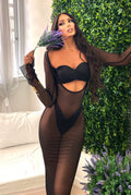 Bikini tre pezzi nero in velo