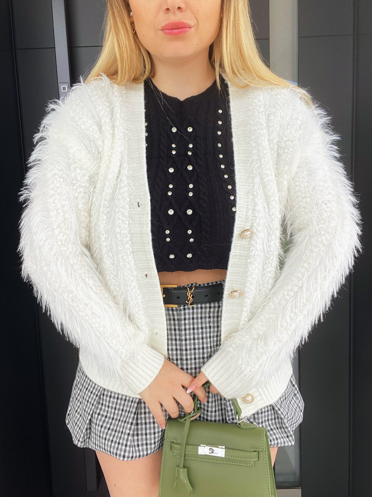 Cardigan super soft bianco con bottoni
