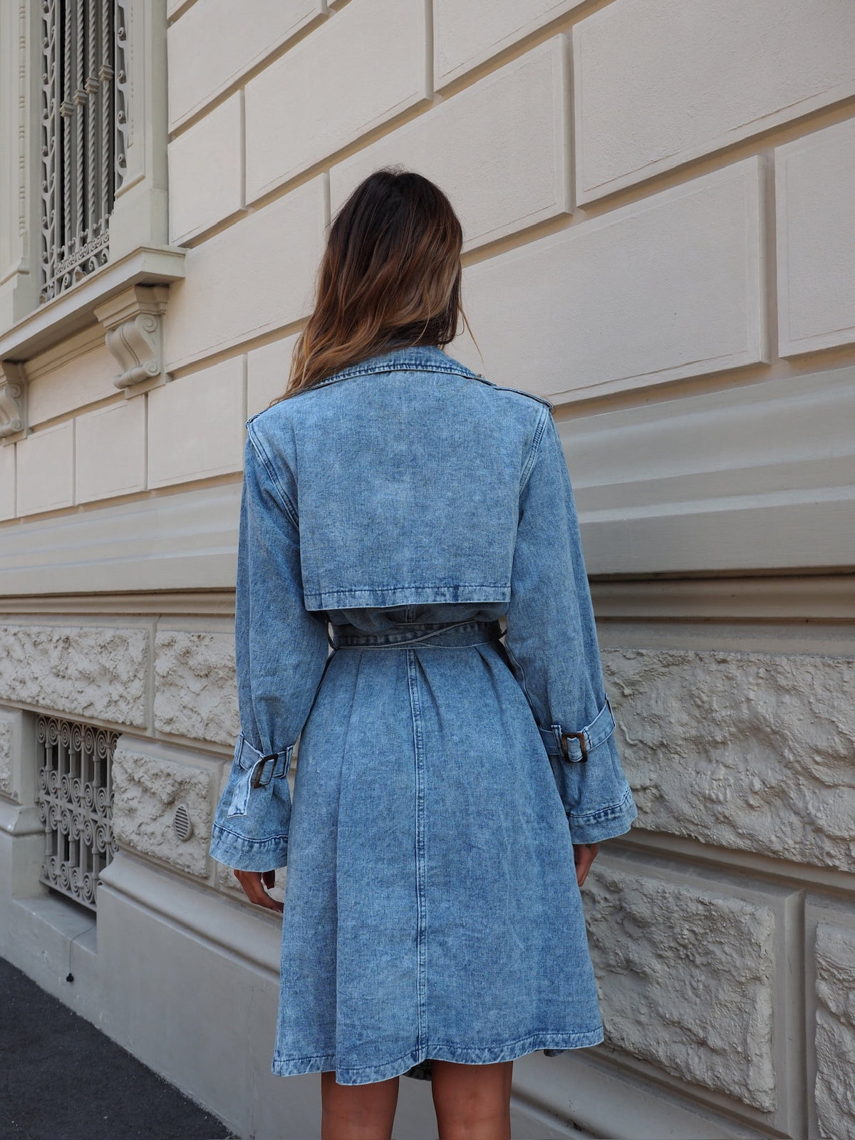 Trench lungo in jeans