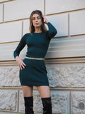 Abito in maglia vede bottiglia con trecce e zip