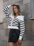 Maglione a righe spalline in strass
