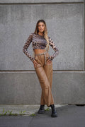 Pantalone cargo in ecopelle nude