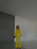 Set tre pezzi camicia top e pantalone giallo