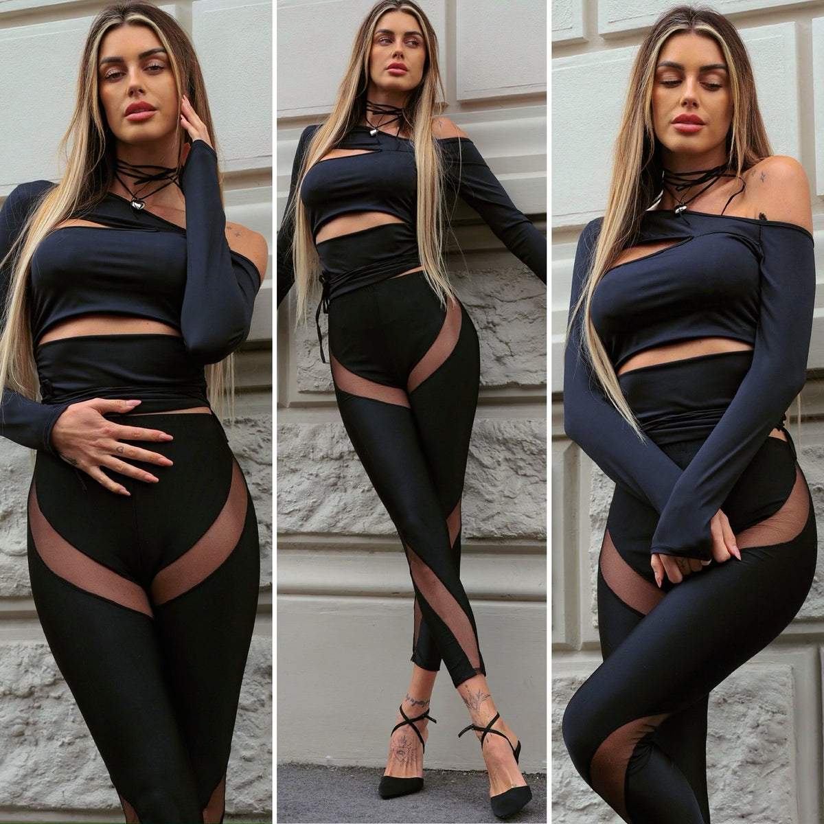 Maglia nera con spacchi