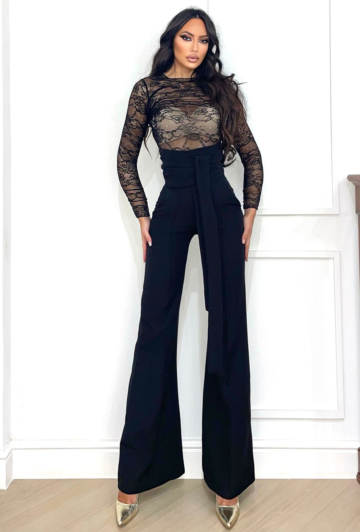 Pantalone vita alta con fusciacca nero