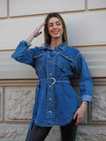 Giaccone di jeans con borchie