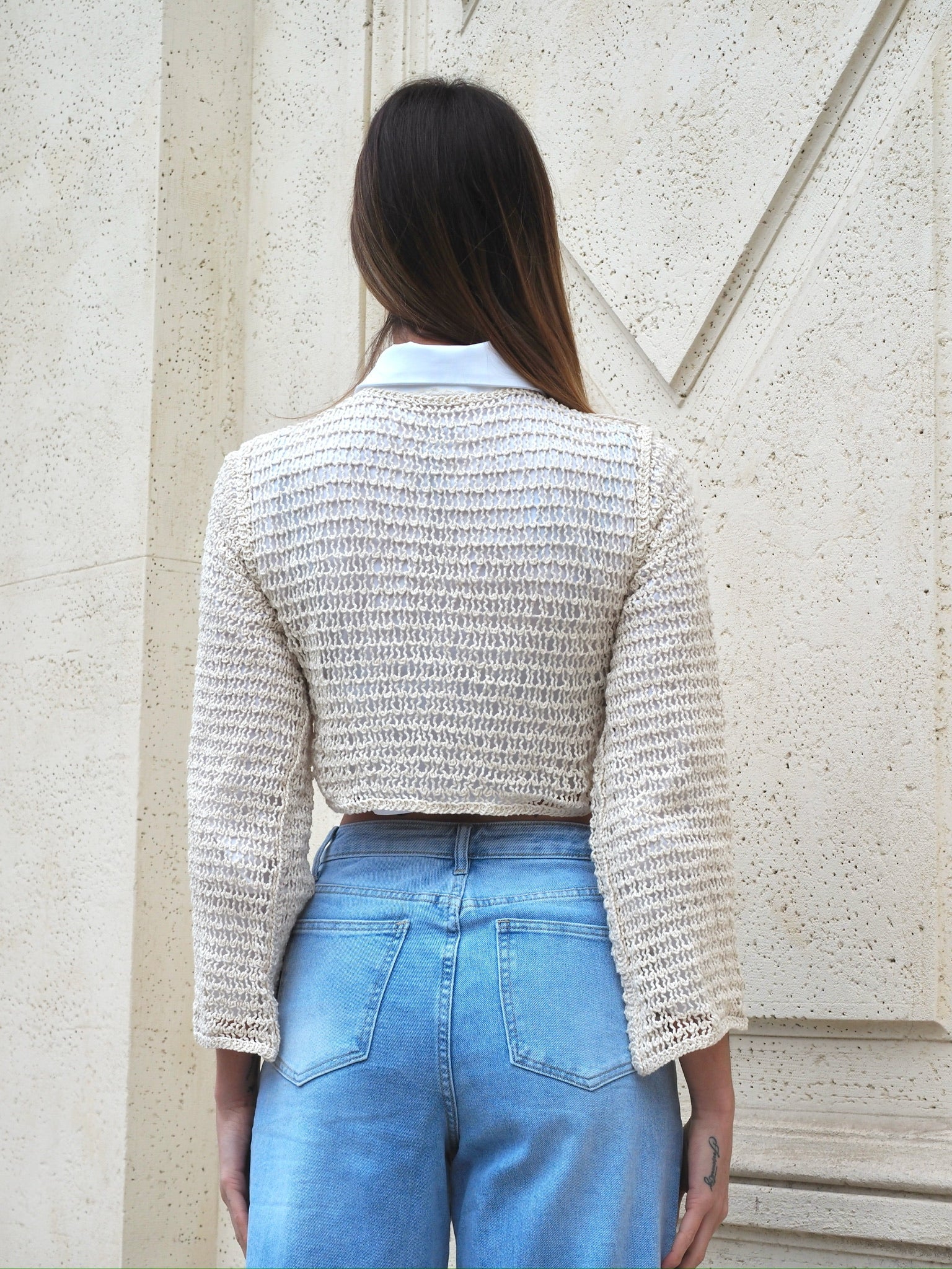 Maglioncino beige traforato