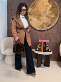 Jeans Flare a Vita Alta con Lacci Frontali